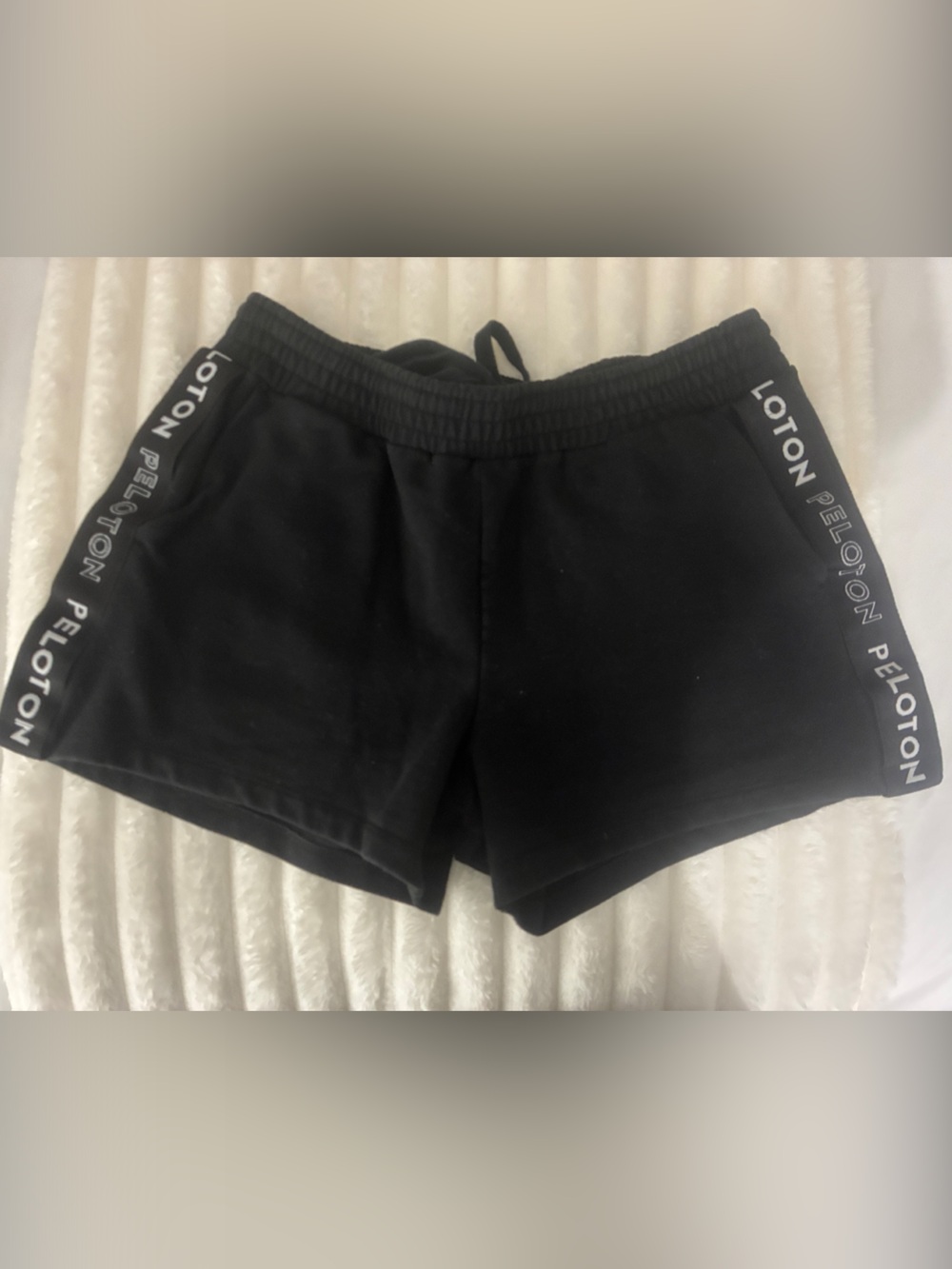 Peloton Black Womens Athletic Shorts with Logo Trim